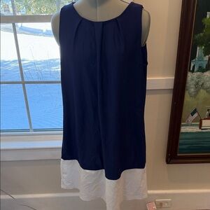 Jude Connally sleeveless Navy and White Dress orig $248